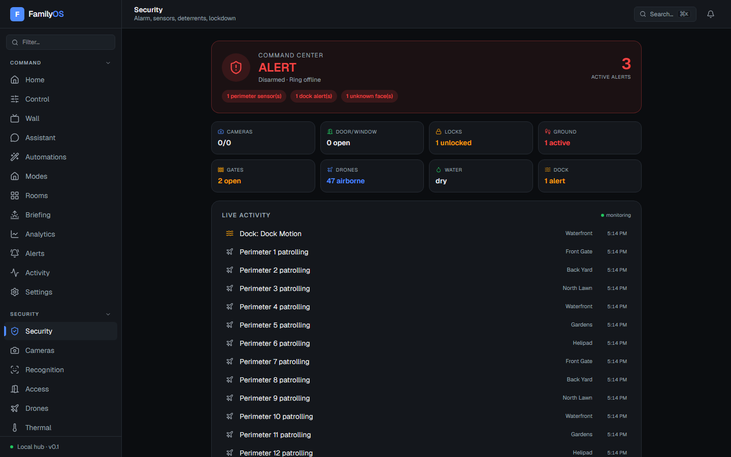 Family OS — Security command center